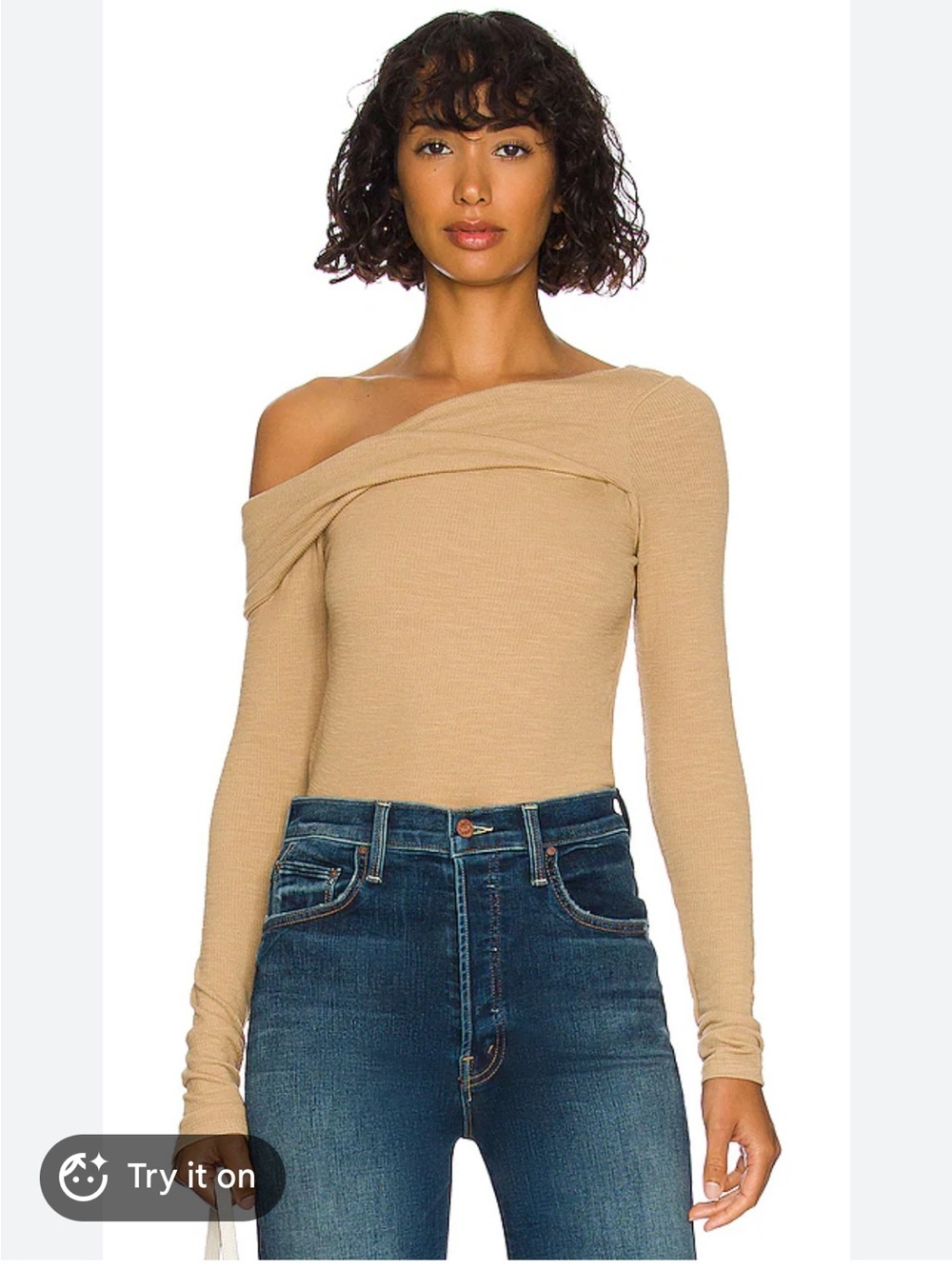 Free People Addie Layering Top Women’s Medium Off the Shoulder Tan Going Out